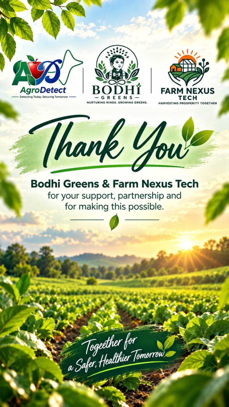 AgroDetect thanks Bodhi Greens and Farm Nexus Tech for their support and partnership
